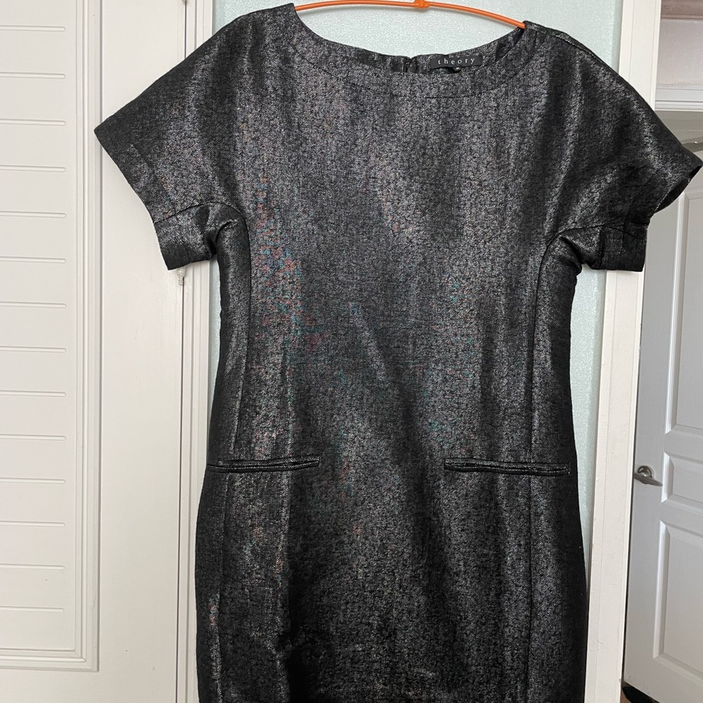 Theory Shimmering Black Mini Dress